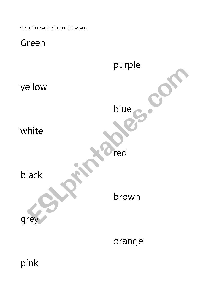 Colours worksheet