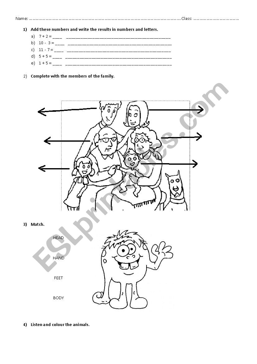 family worksheet
