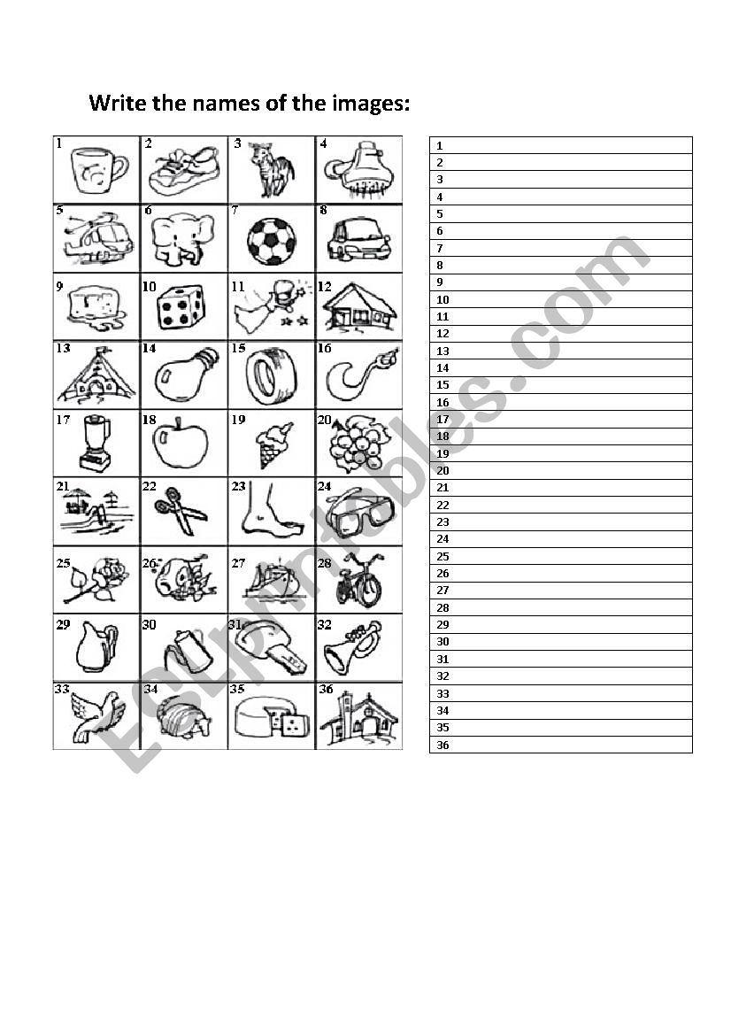Images Dictation worksheet