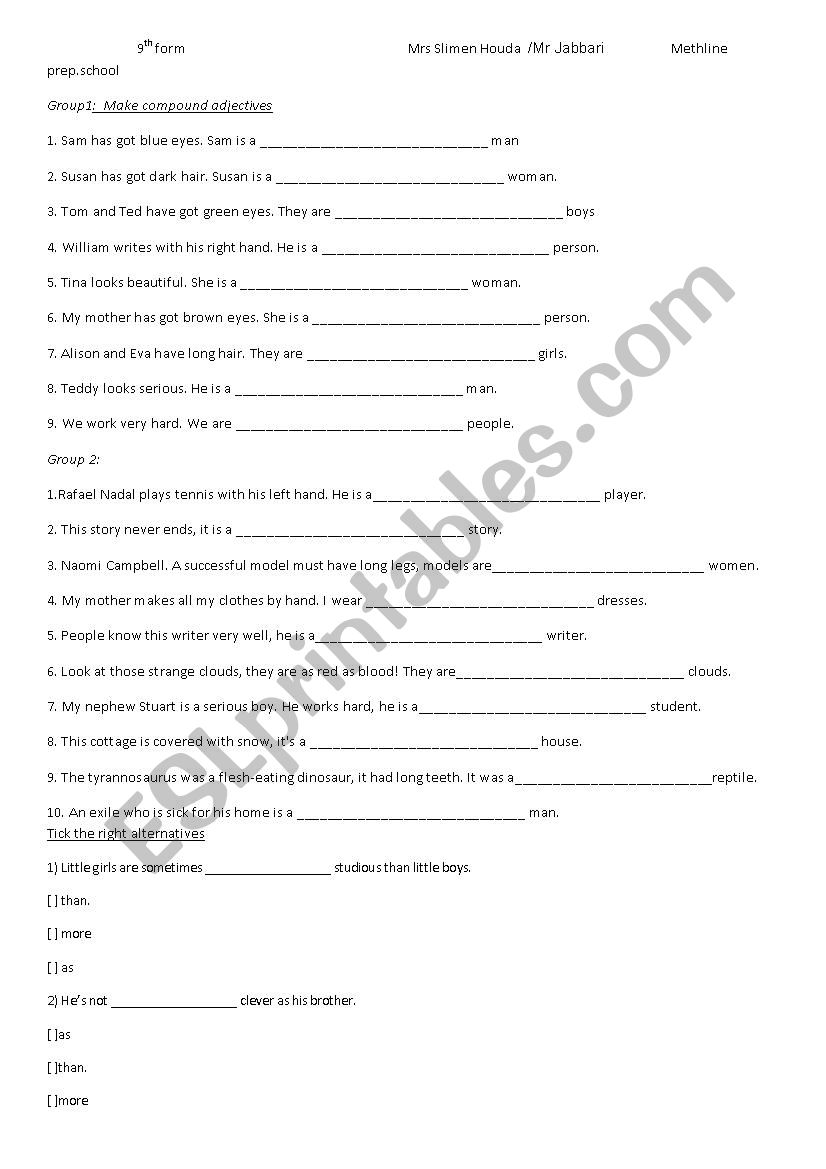 grammar review 9th f worksheet