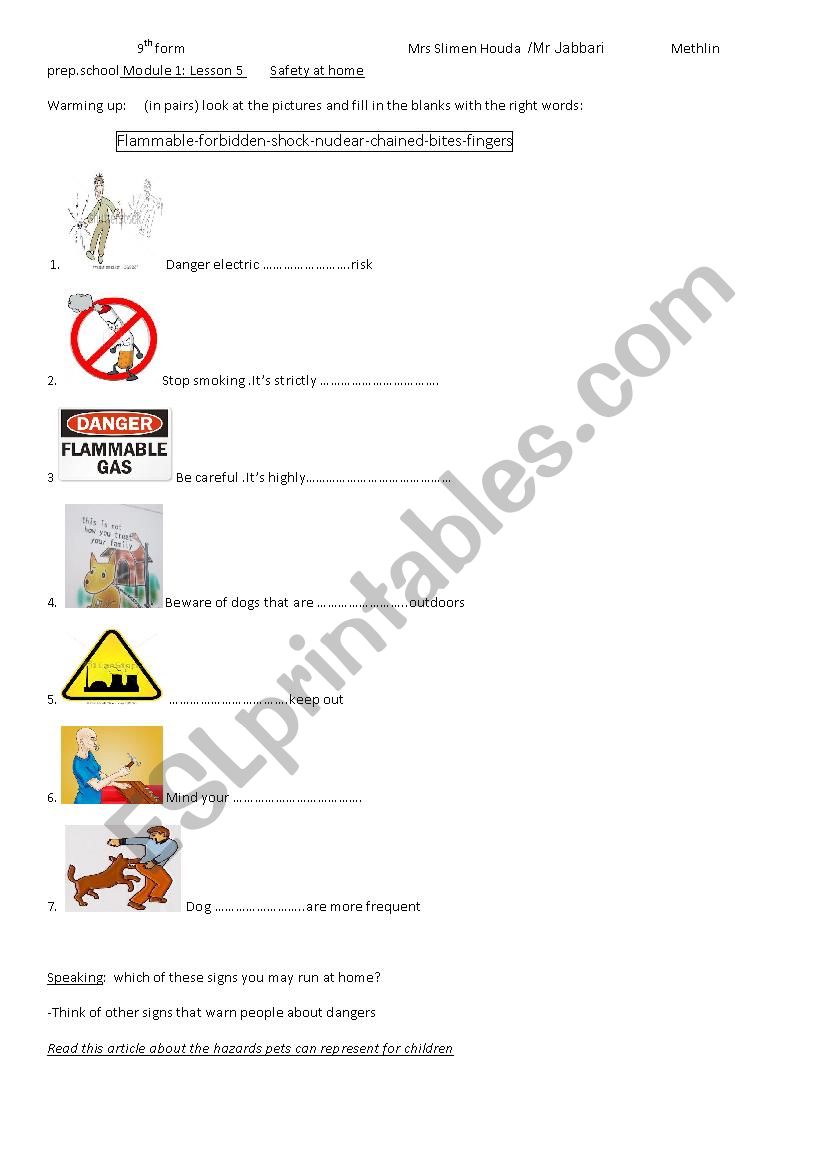 safetybat home worksheet