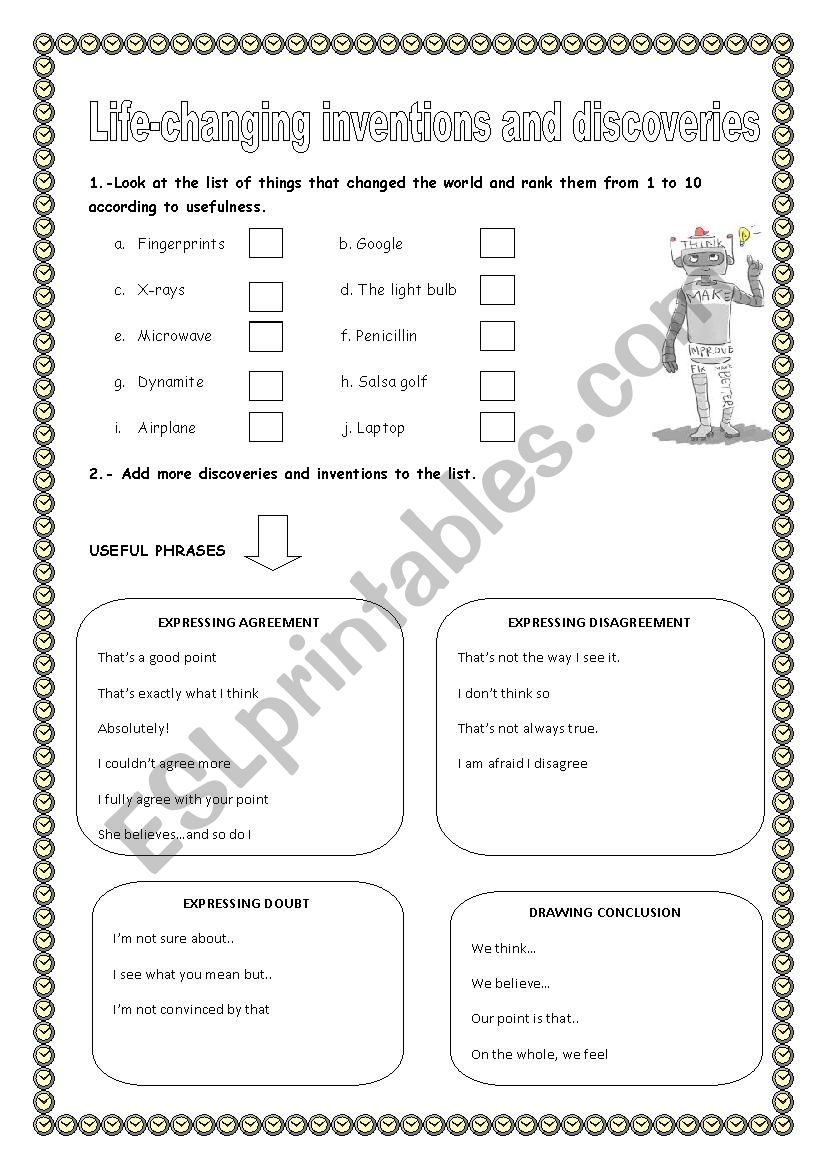Inventions and discoveries worksheet