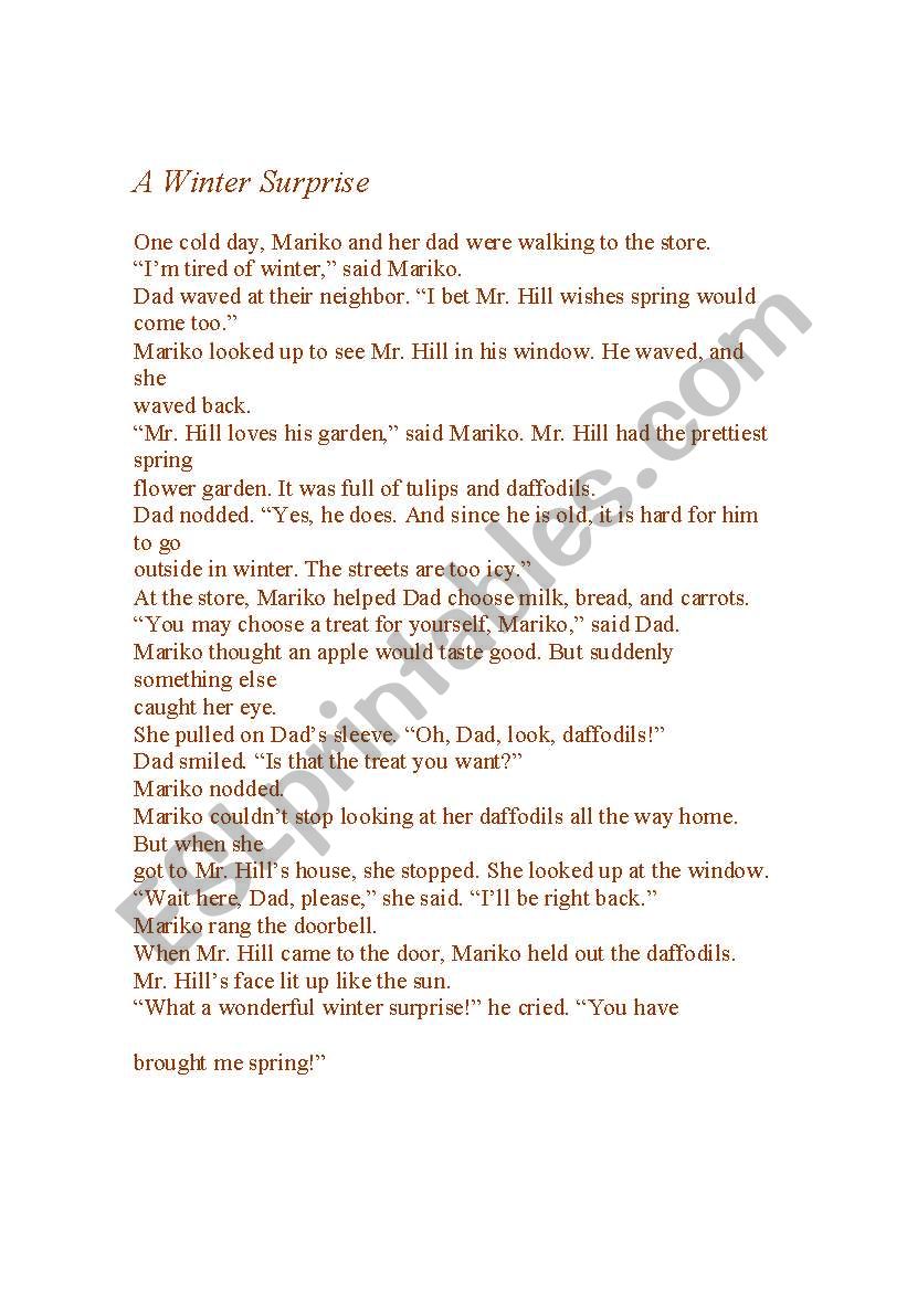 a winter surprize worksheet