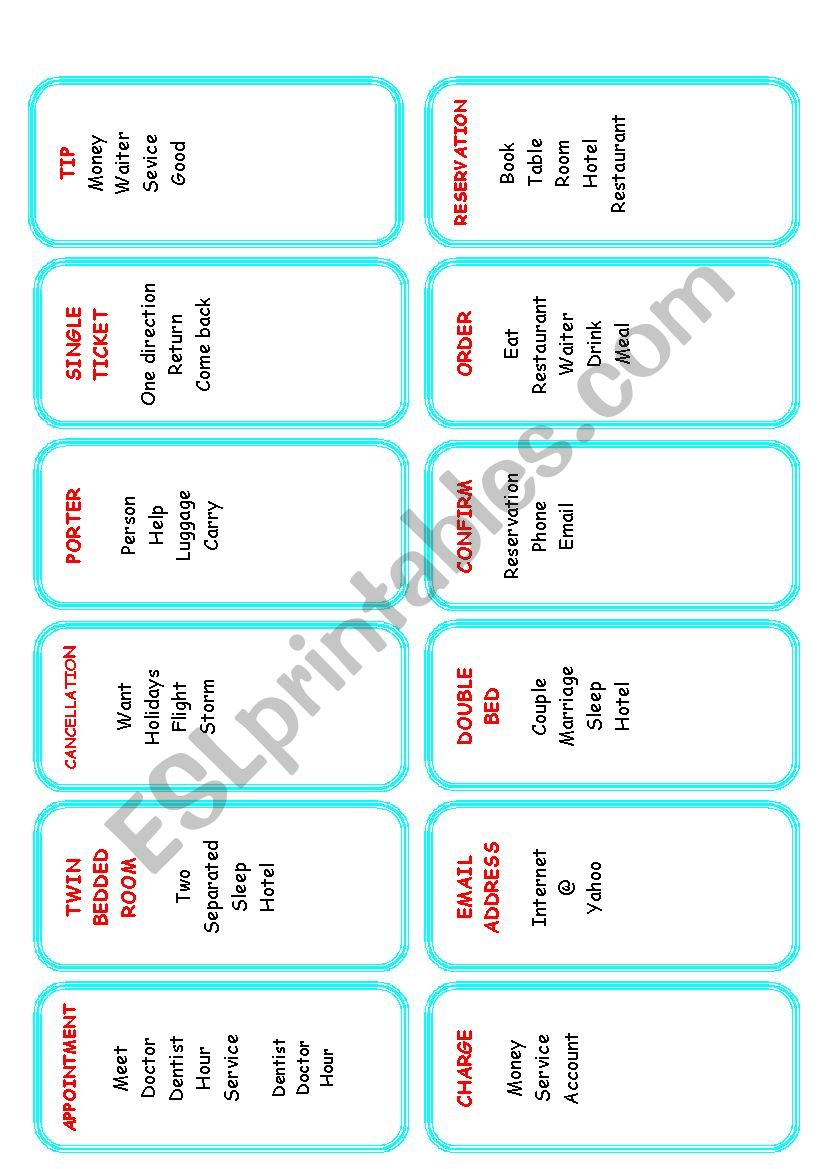 Business taboo cards (3)  worksheet