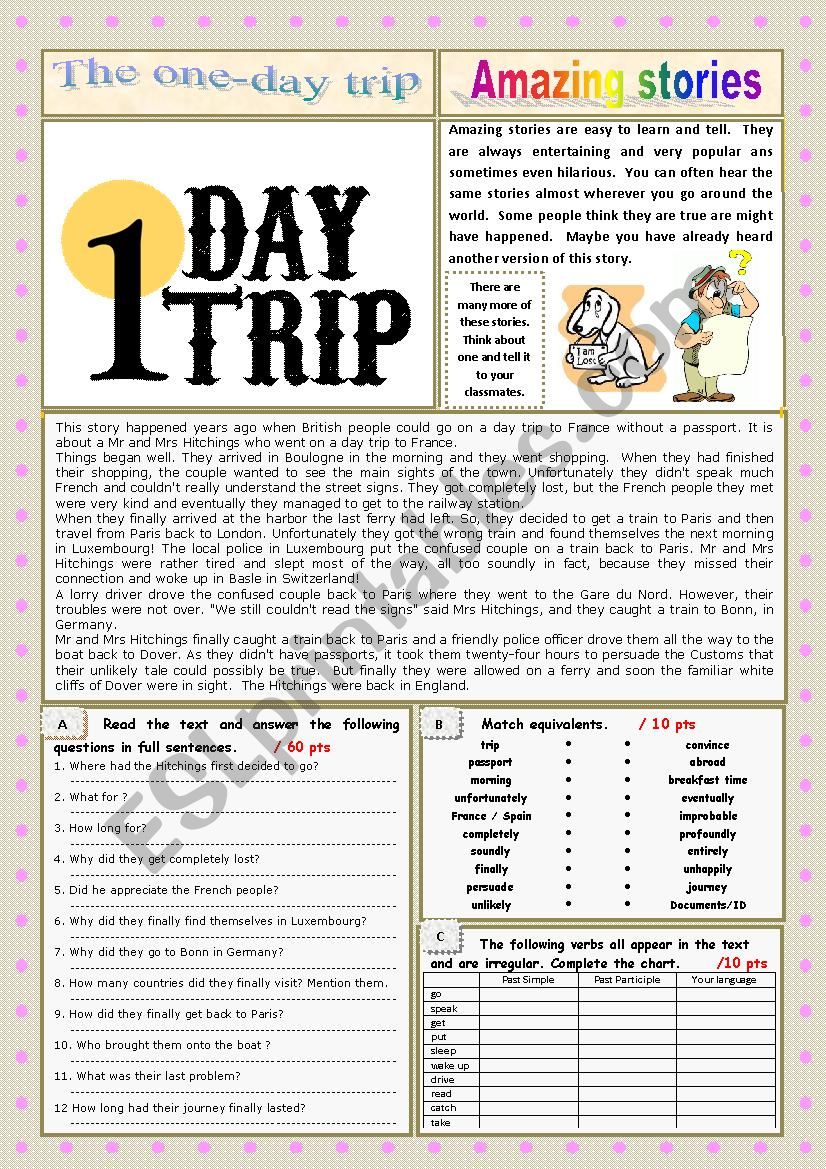 AMAZING STORIES The one-day trip (Easy Reader + Voca and Ex + KEY) 7/…