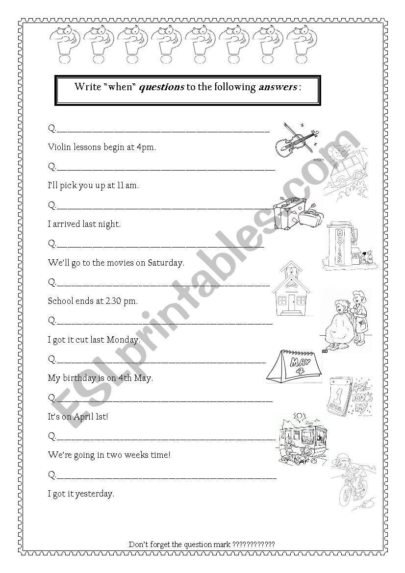 Asking Questions part 2 worksheet