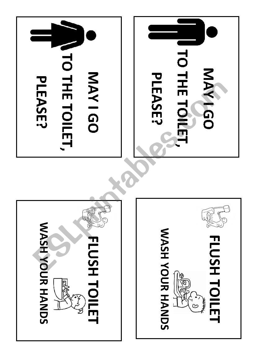 MAY I GO TO THE TOILET CARDS worksheet