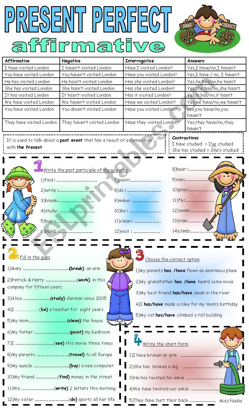 Present perfect - part 1 worksheet