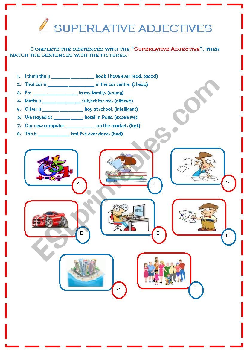 SUPERLATIVE ADJECTIVES worksheet