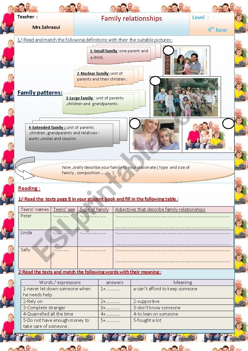 family relationships(9th form )