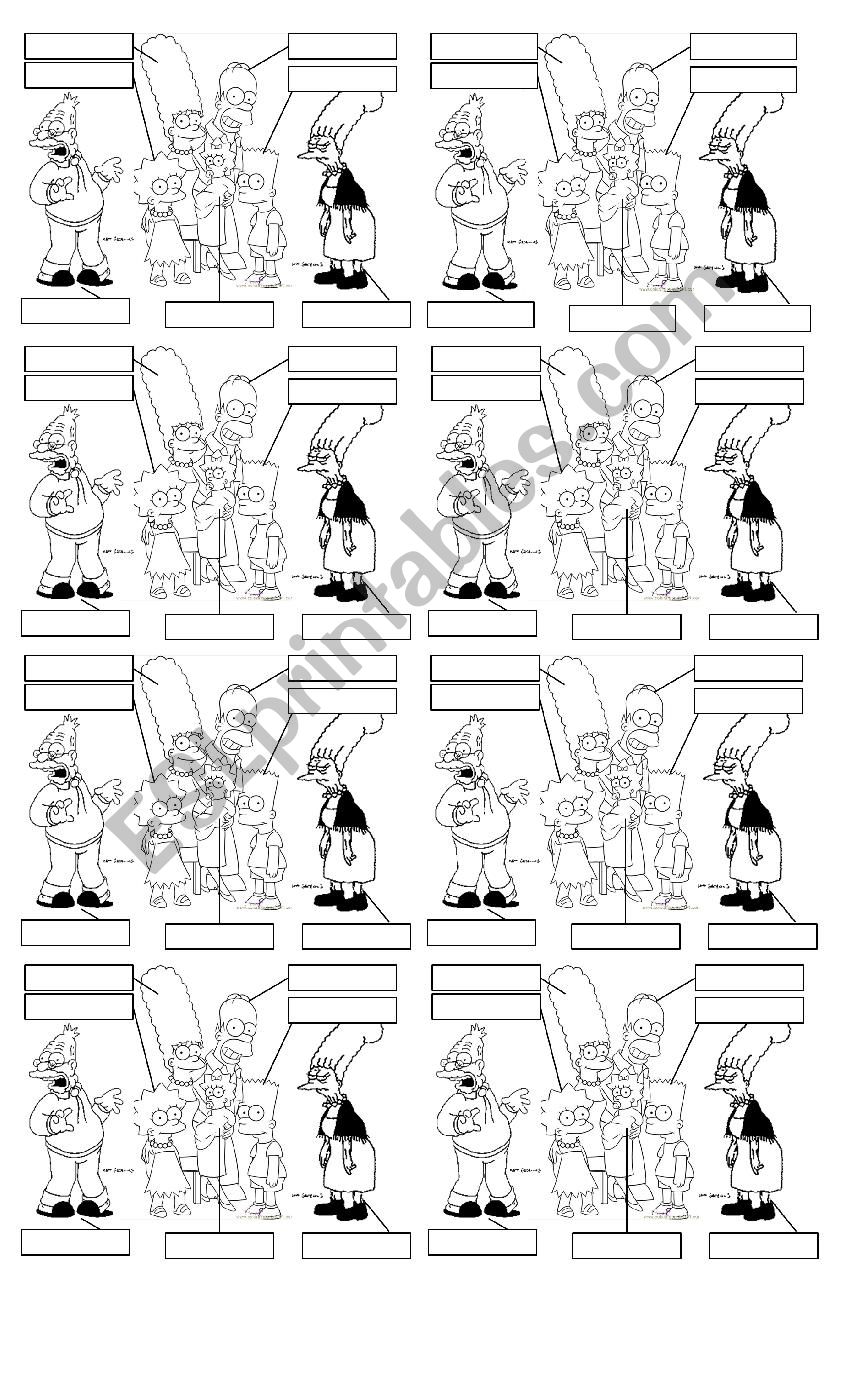 The Simpsons family worksheet