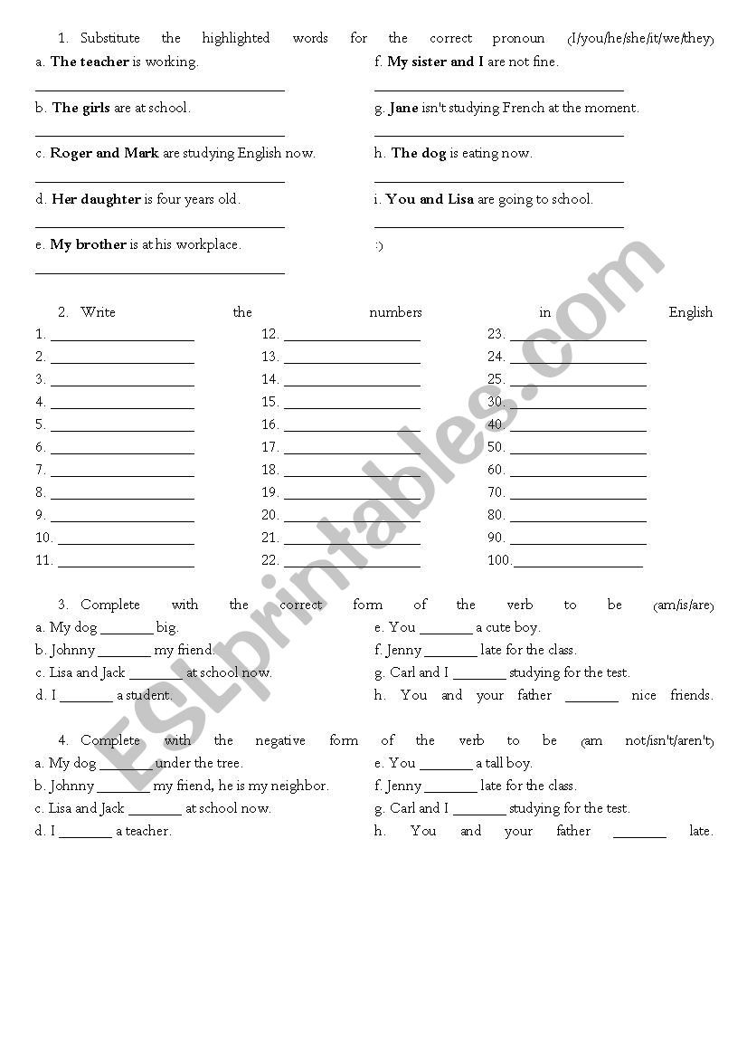 Basic Grammar worksheet