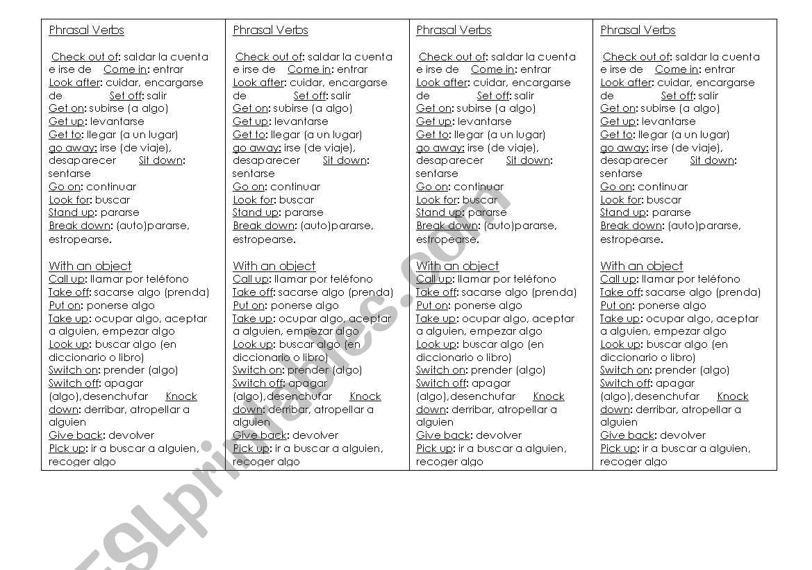 Some Phrasal Verbs worksheet