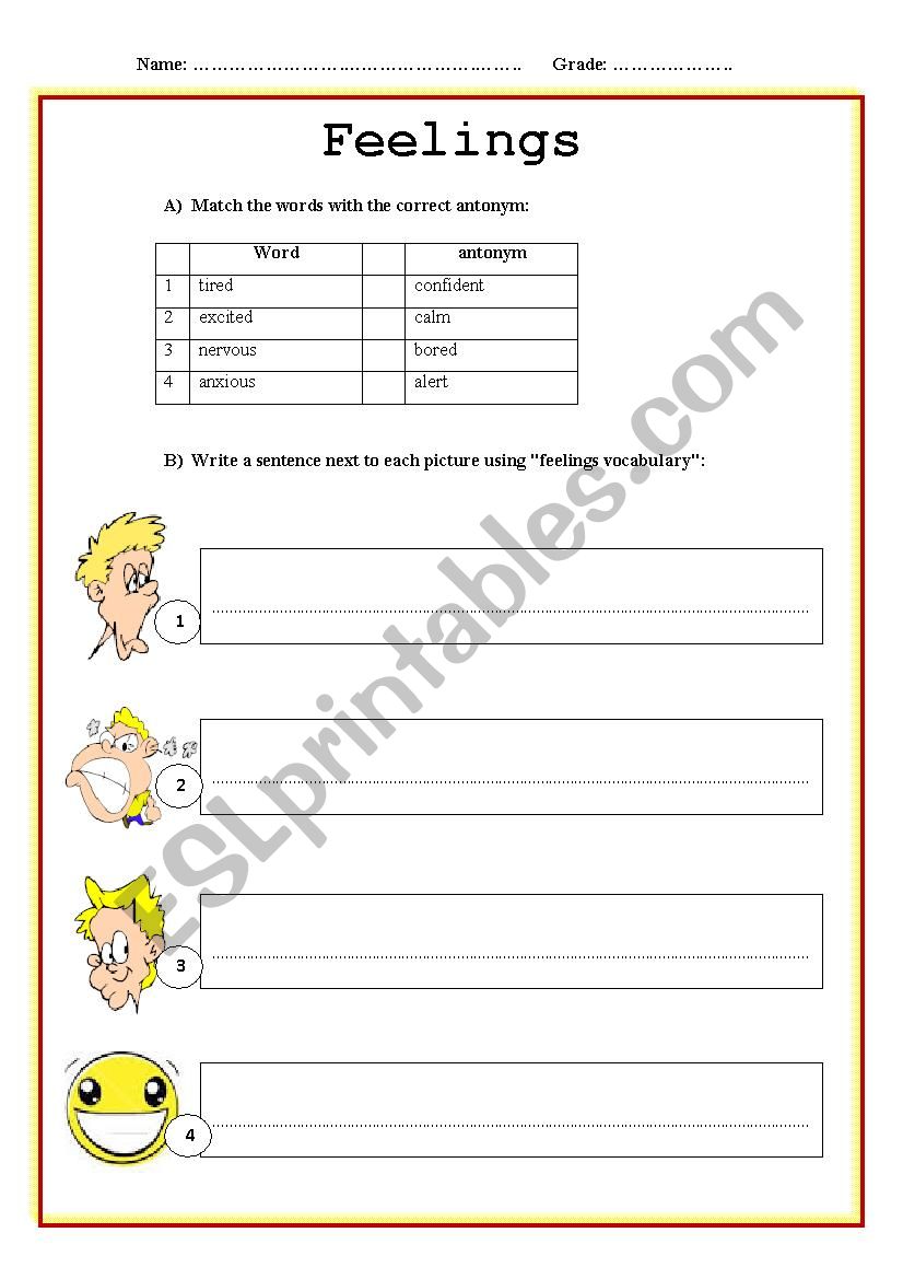 Feelings worksheet