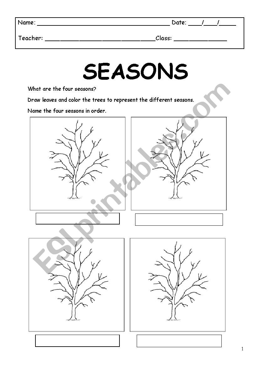 Seasons worksheet