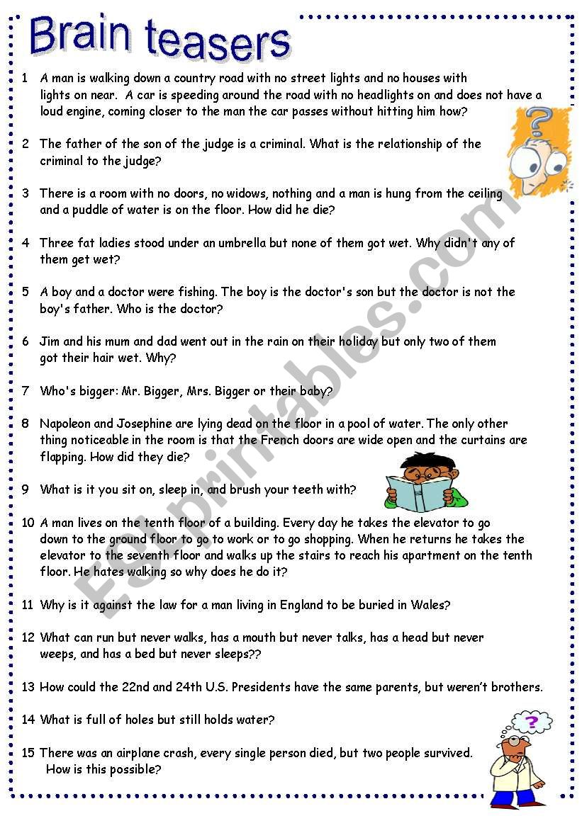 Brain teasers Part 3 worksheet