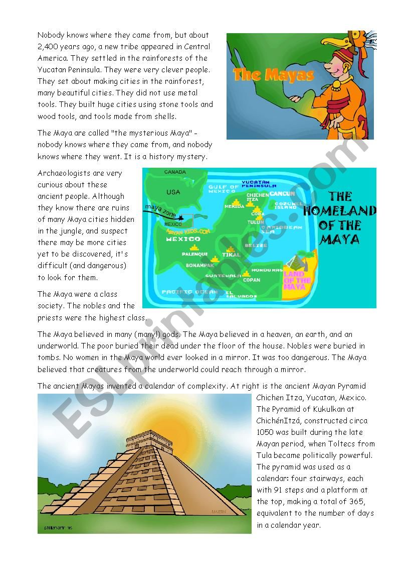 Mayan Civilization worksheet