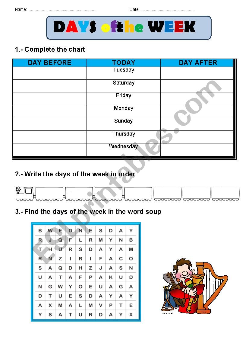 Days of the Week worksheet