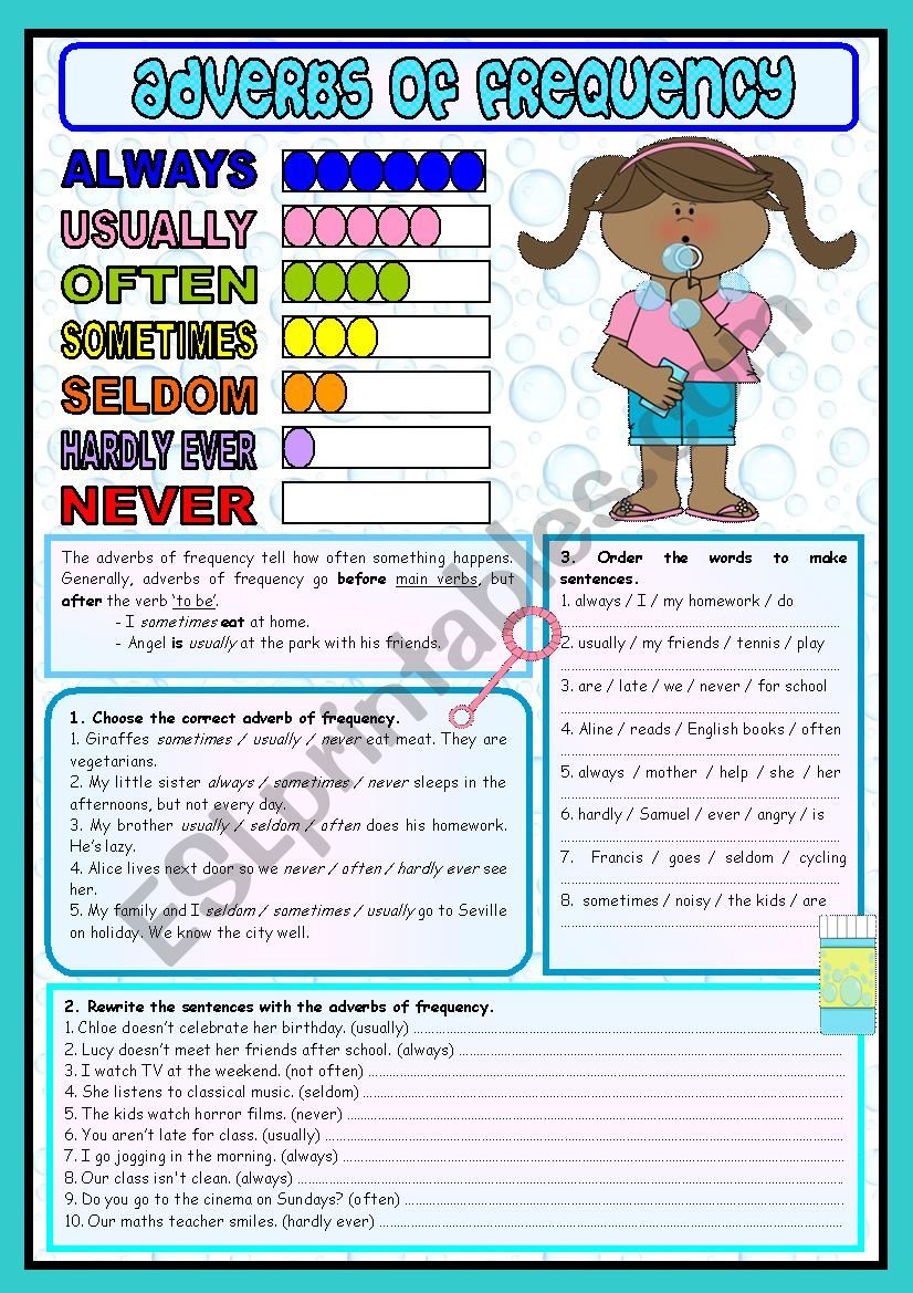 ADVERBS OF FREQUENCY ESL Worksheet By MARY DREAM