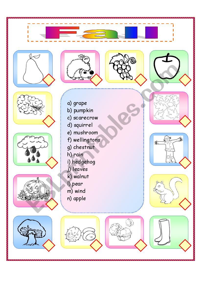 Fall - matching worksheet