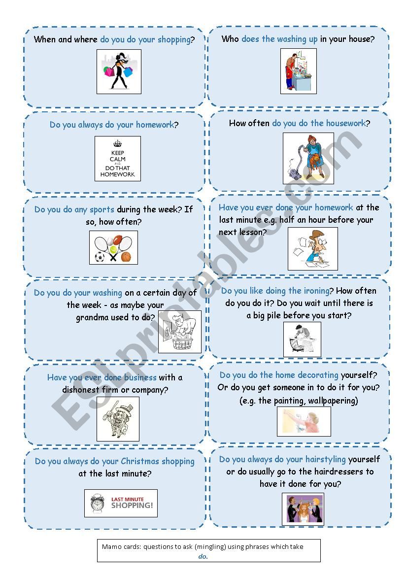 Converstation cards:- set phrases with 