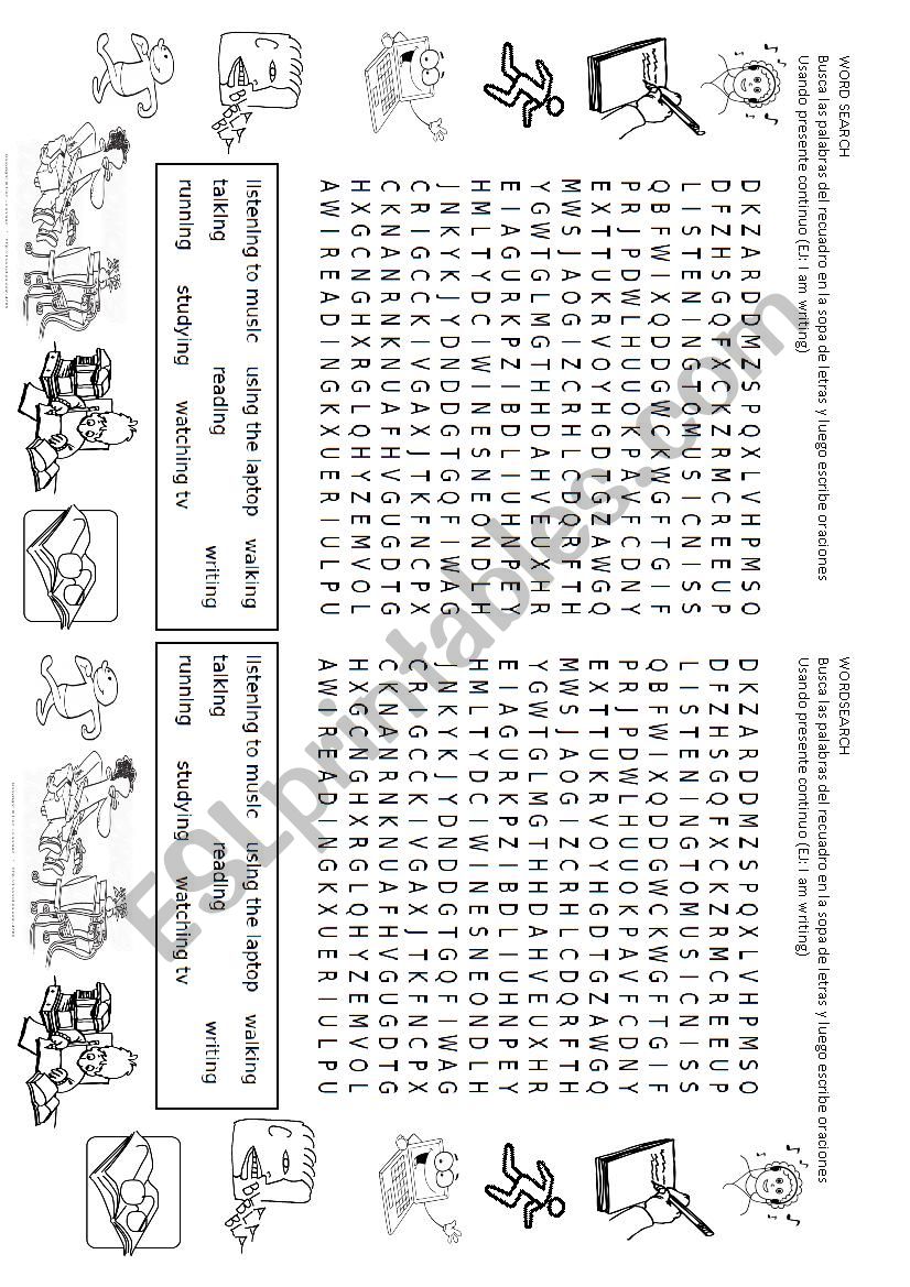 Present Continuous WORD SEARCH