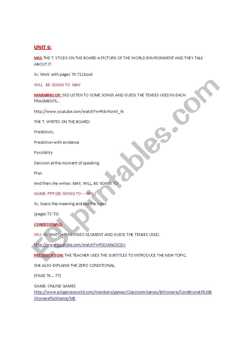 LESSON PLAN CONDITIONALS AND THE ENVIRONMENT