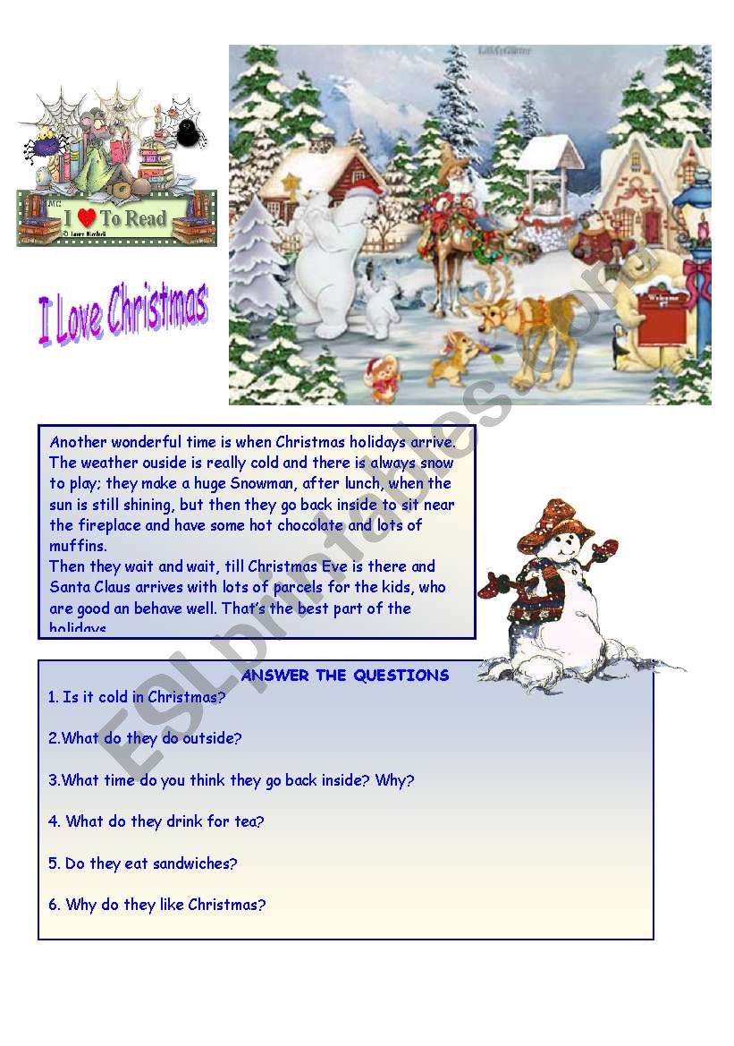 Christmas Holidays worksheet