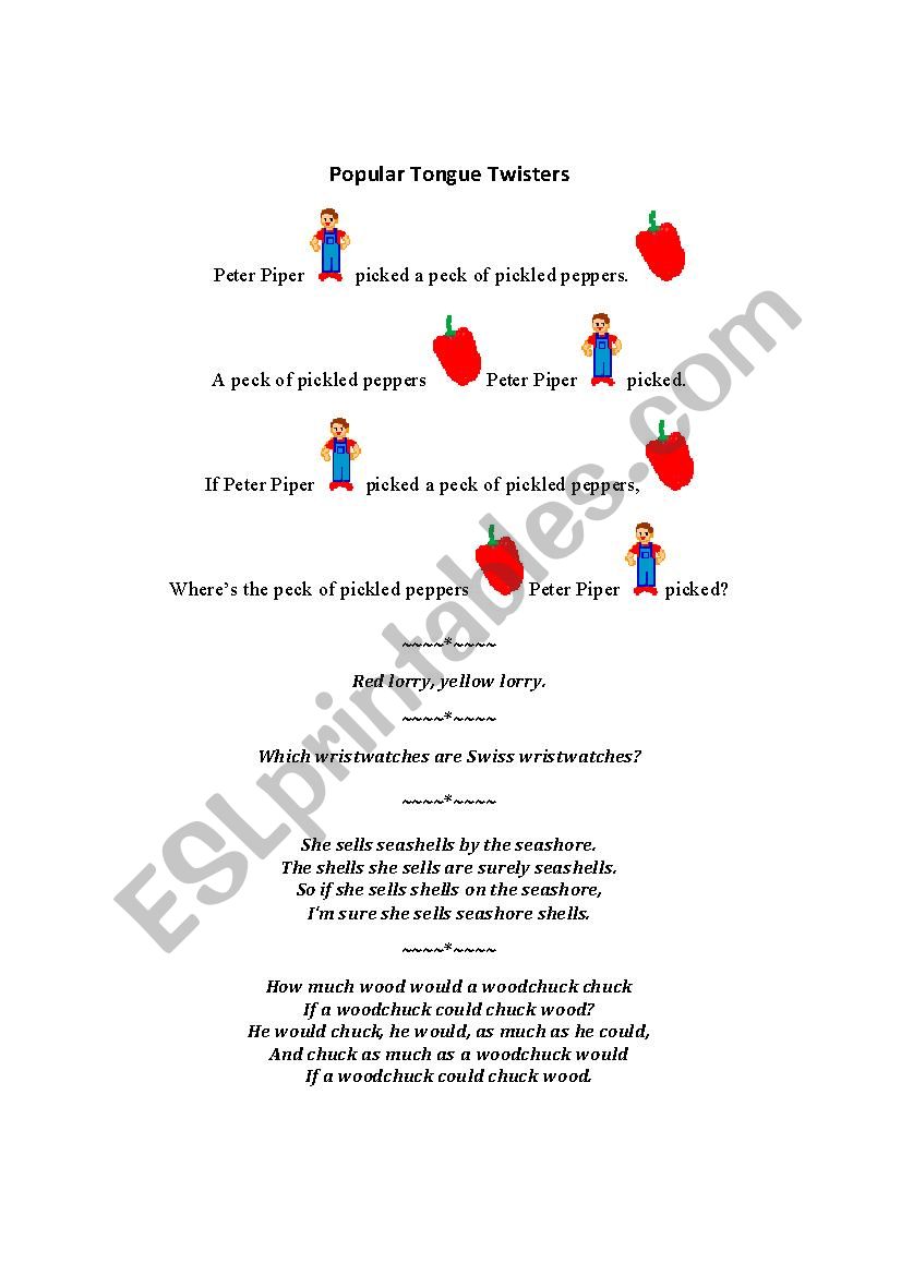 Tongue Twisters worksheet