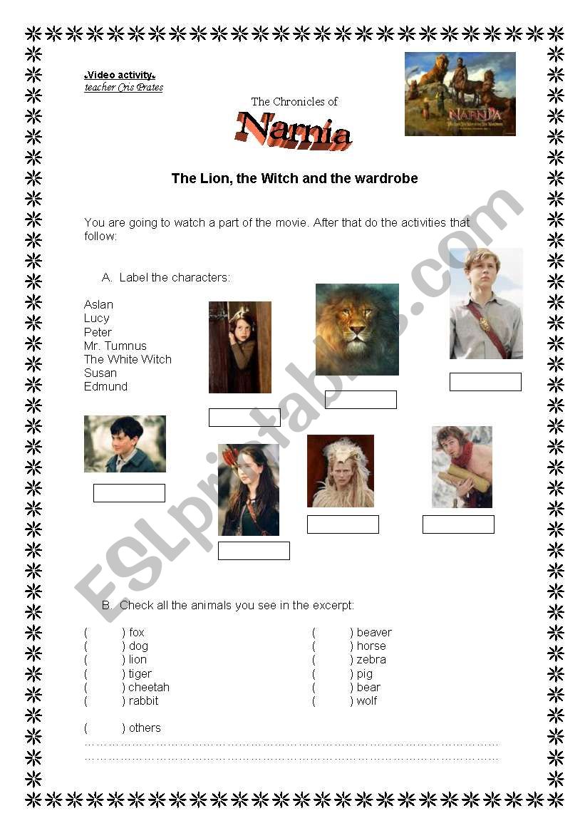 Narnia - movie activity worksheet