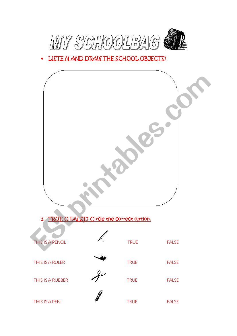 CLASSROOM OBJECTS: REVISION worksheet