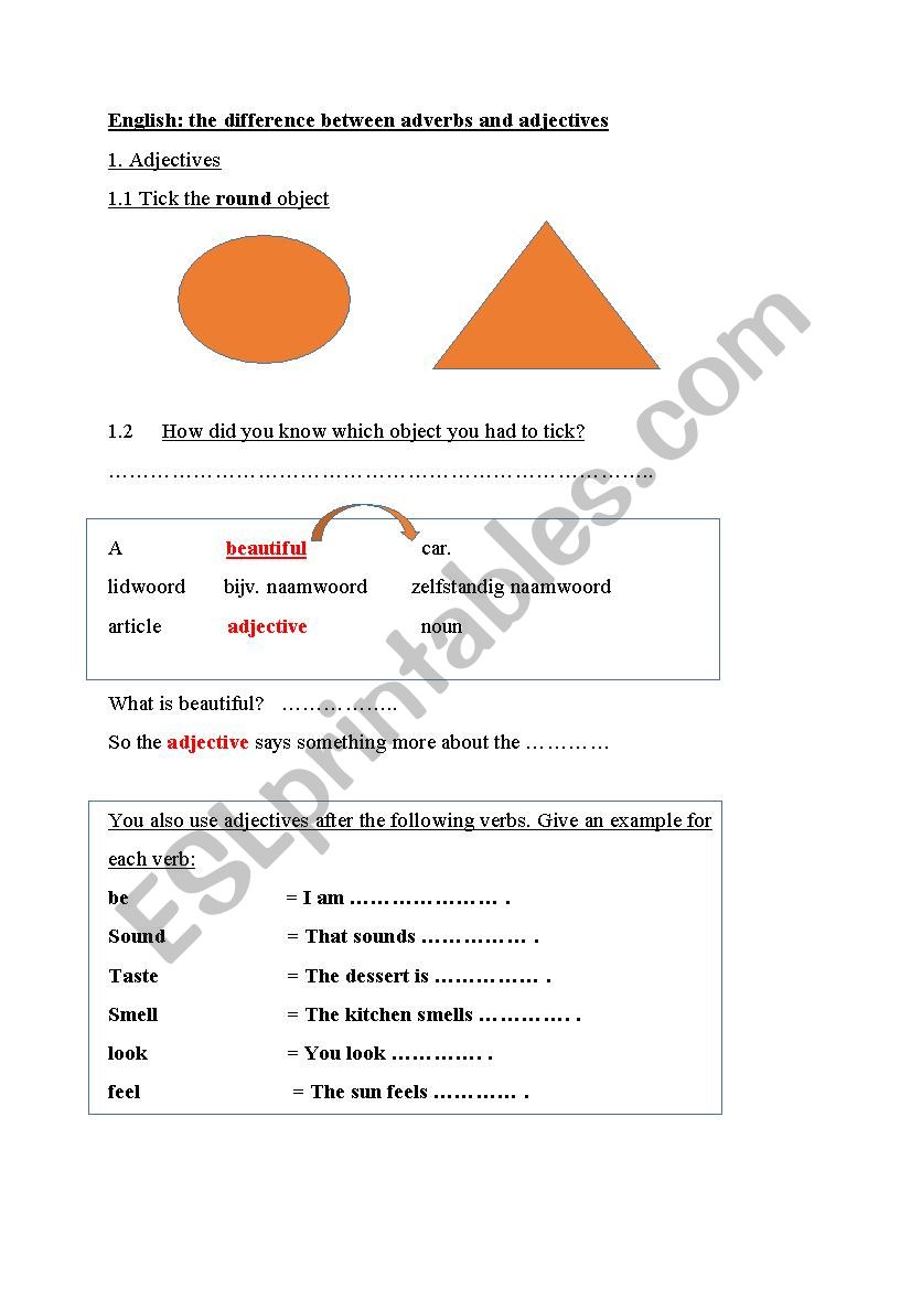 adverbs and adjectives worksheet