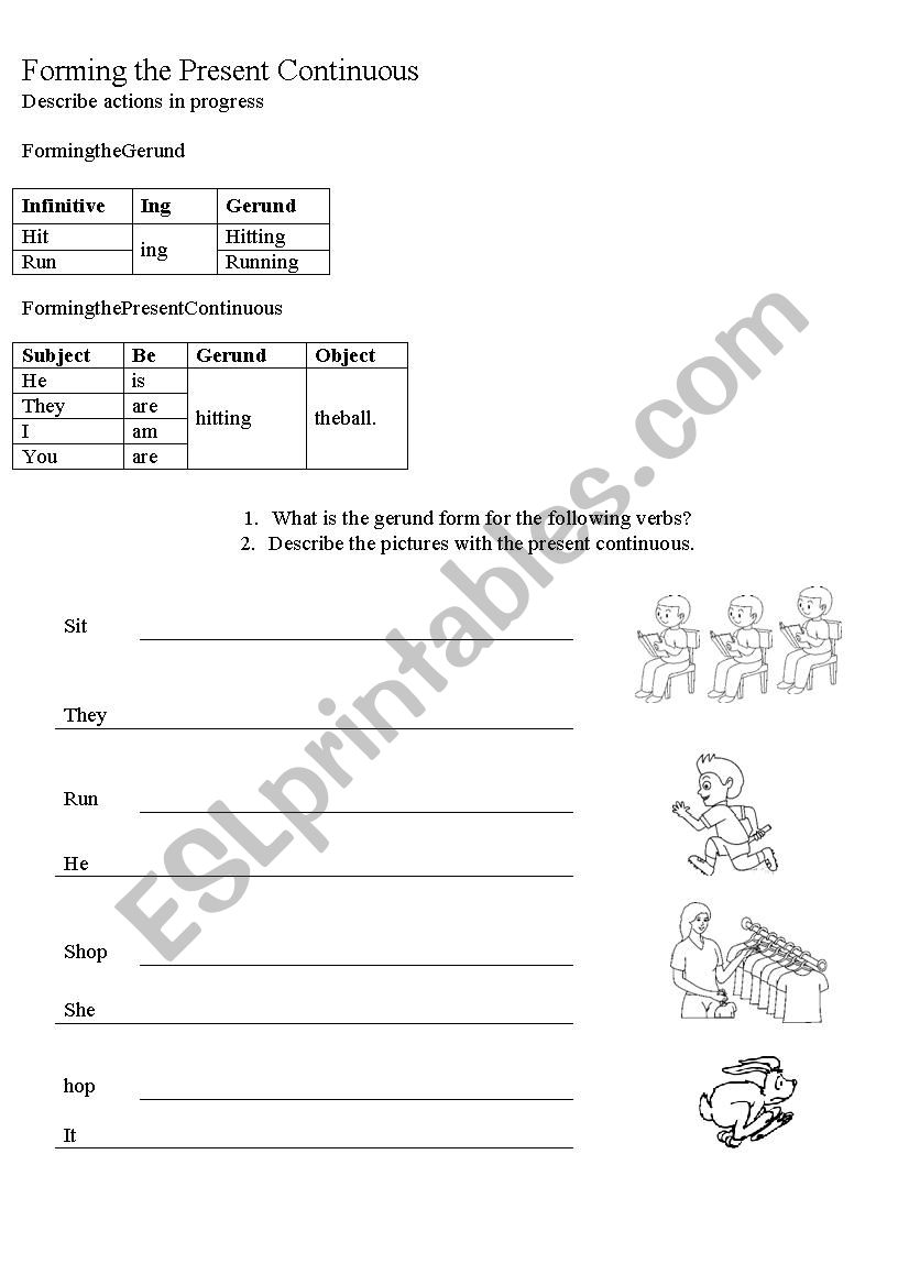 Forming the Gerund worksheet