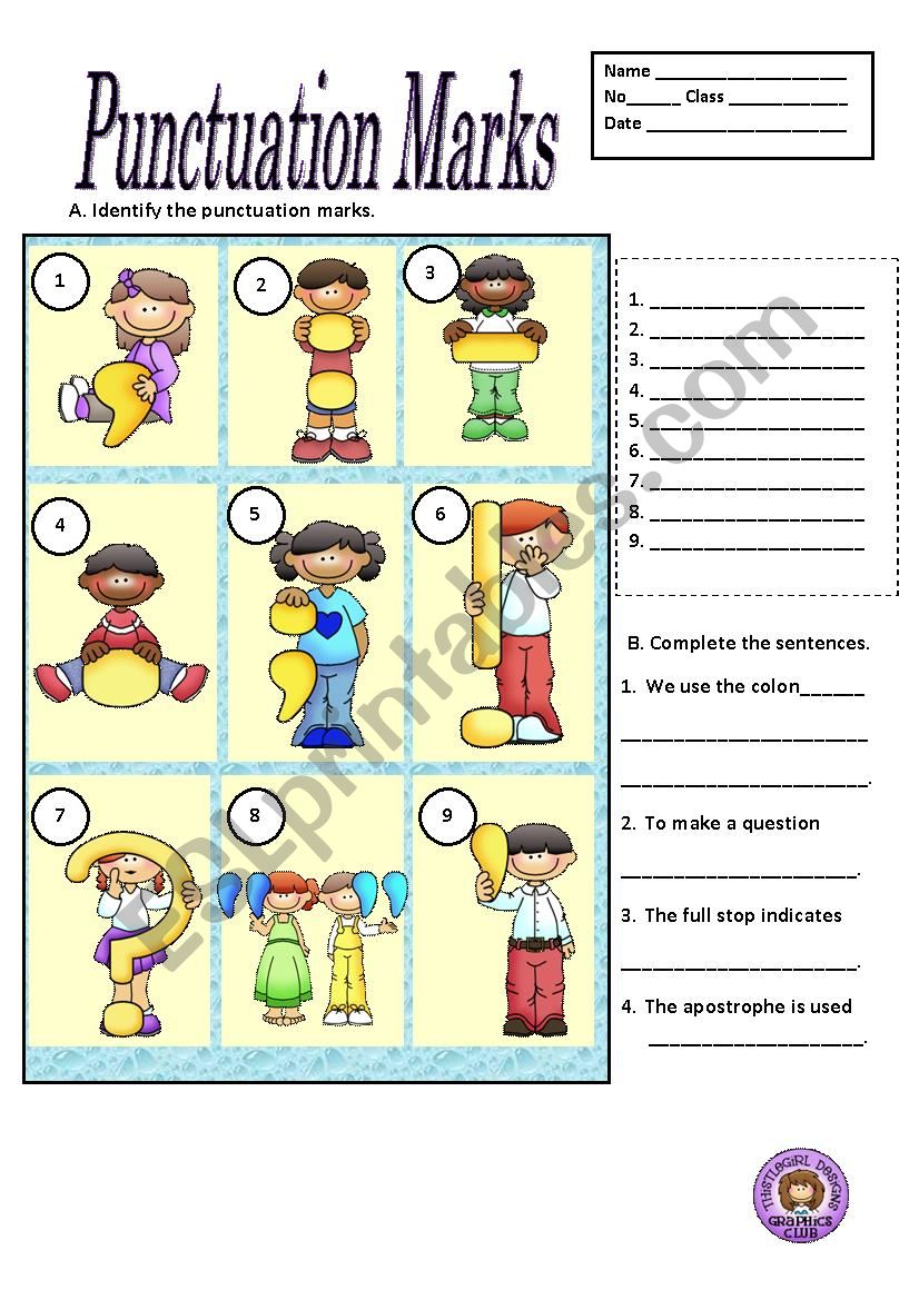 PUNCTUATION  MARKS worksheet