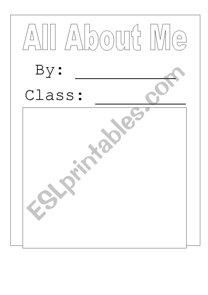 All About Me worksheet