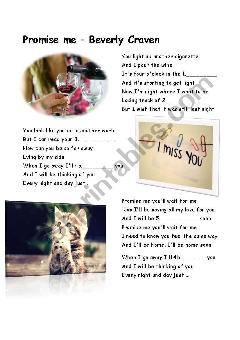 Song - Promise me worksheet