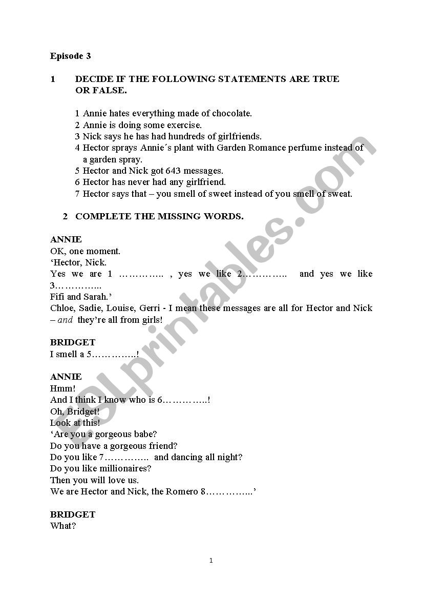 Extra in English part 3 worksheet