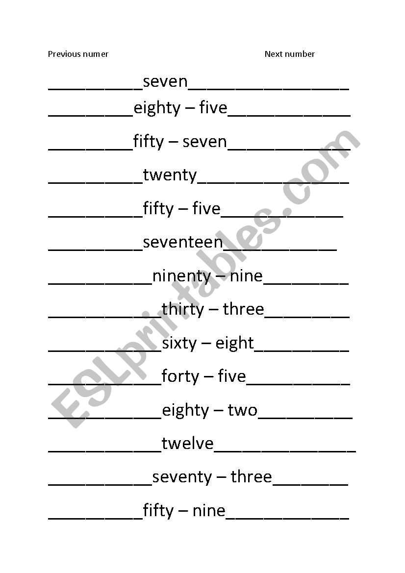 nubers1-100 worksheet