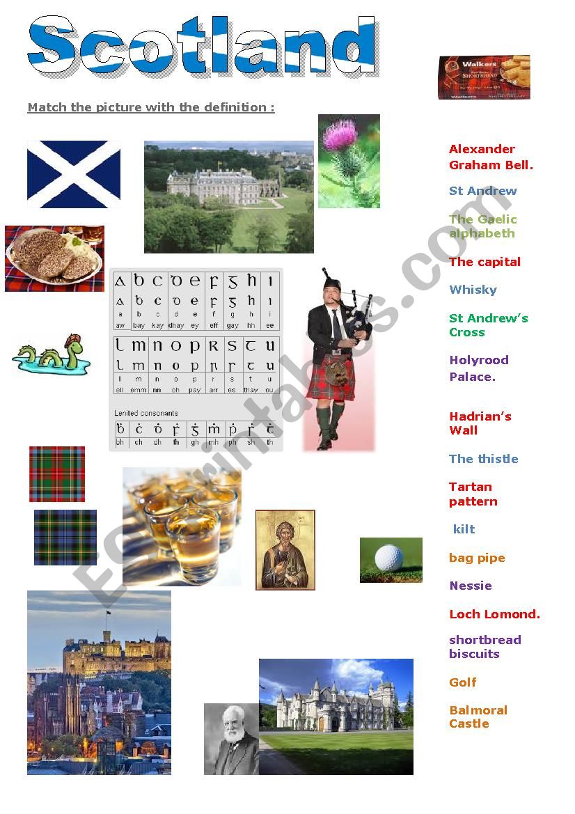 introduction to Scotland: match symbol to definition 
