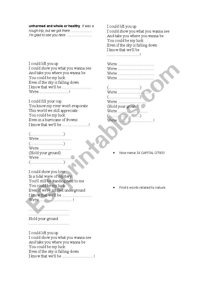 Safe and sound worksheet