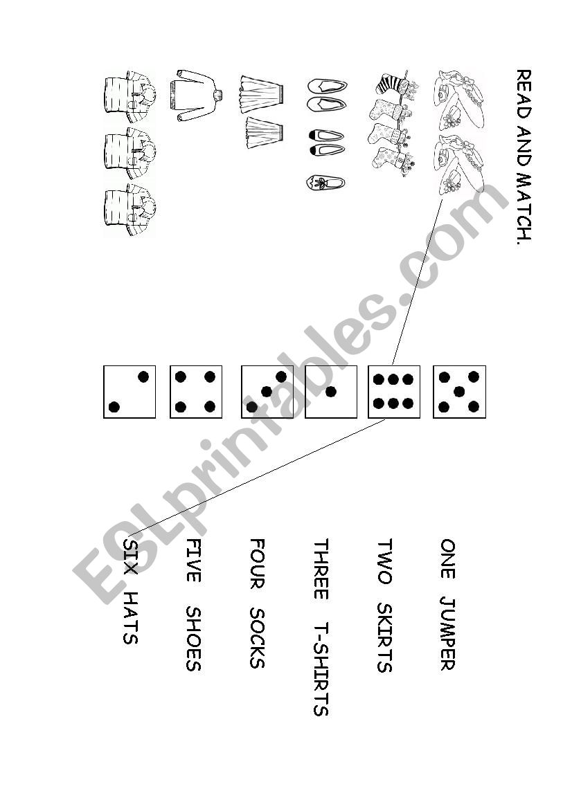 READ AND MATCH CLOTHES worksheet