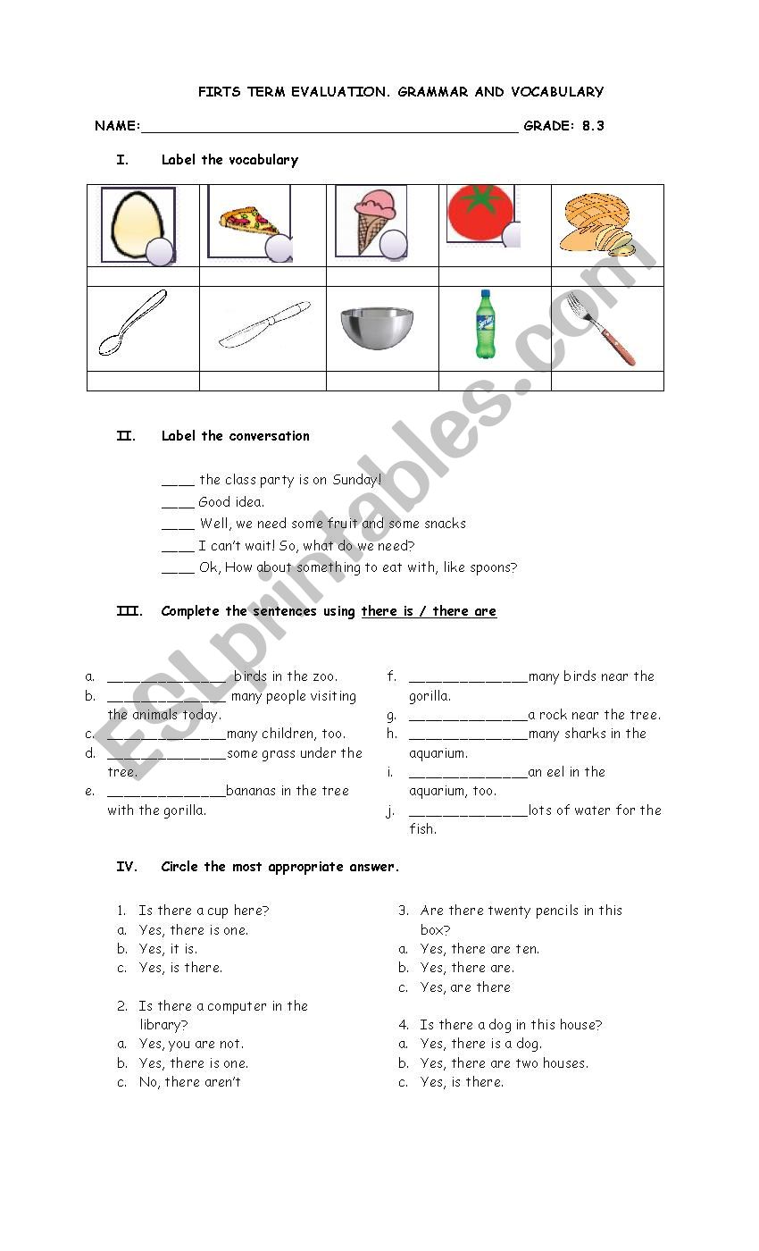 There is/ there are worksheet