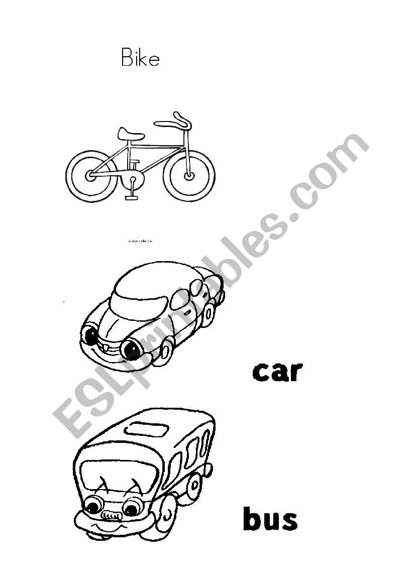 Transport first words worksheet