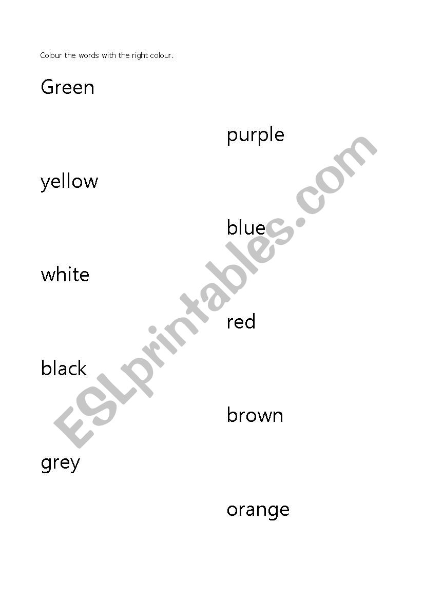 Colours worksheet