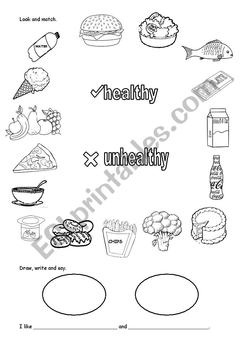 healthy and unhealthy food worksheet