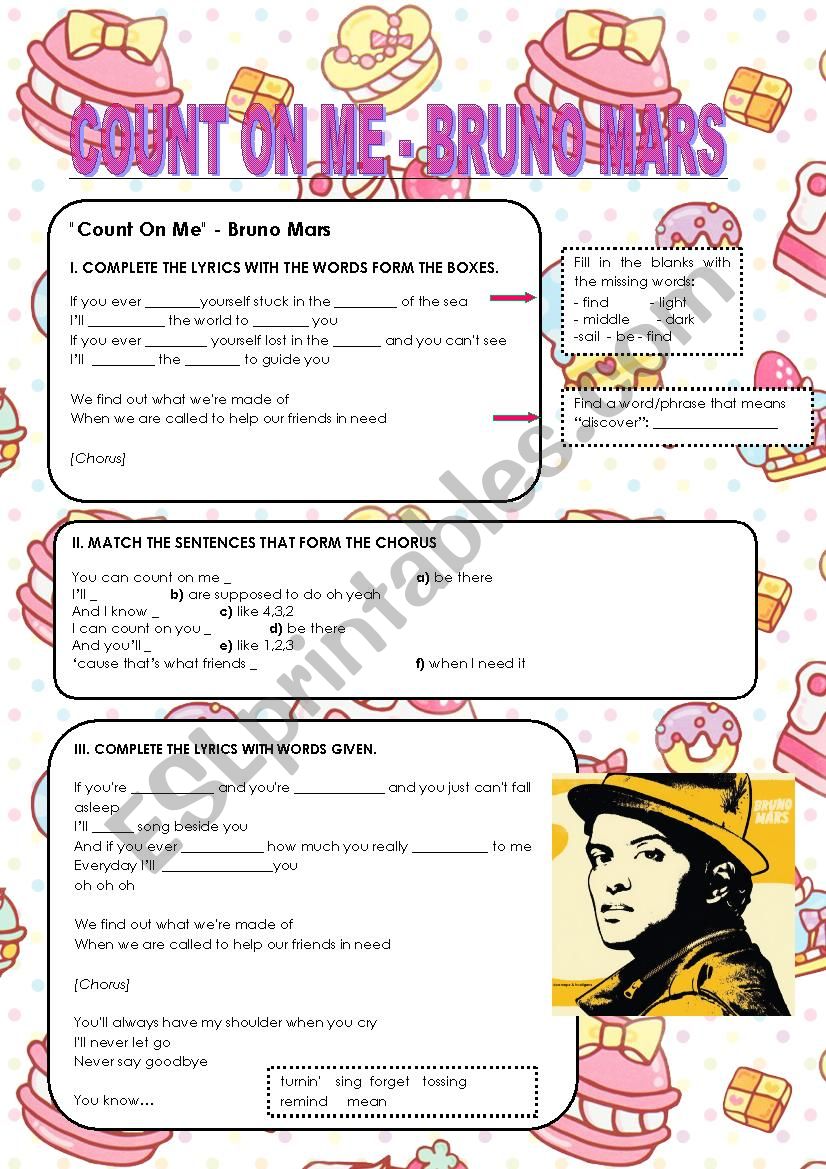 Count on me worksheet