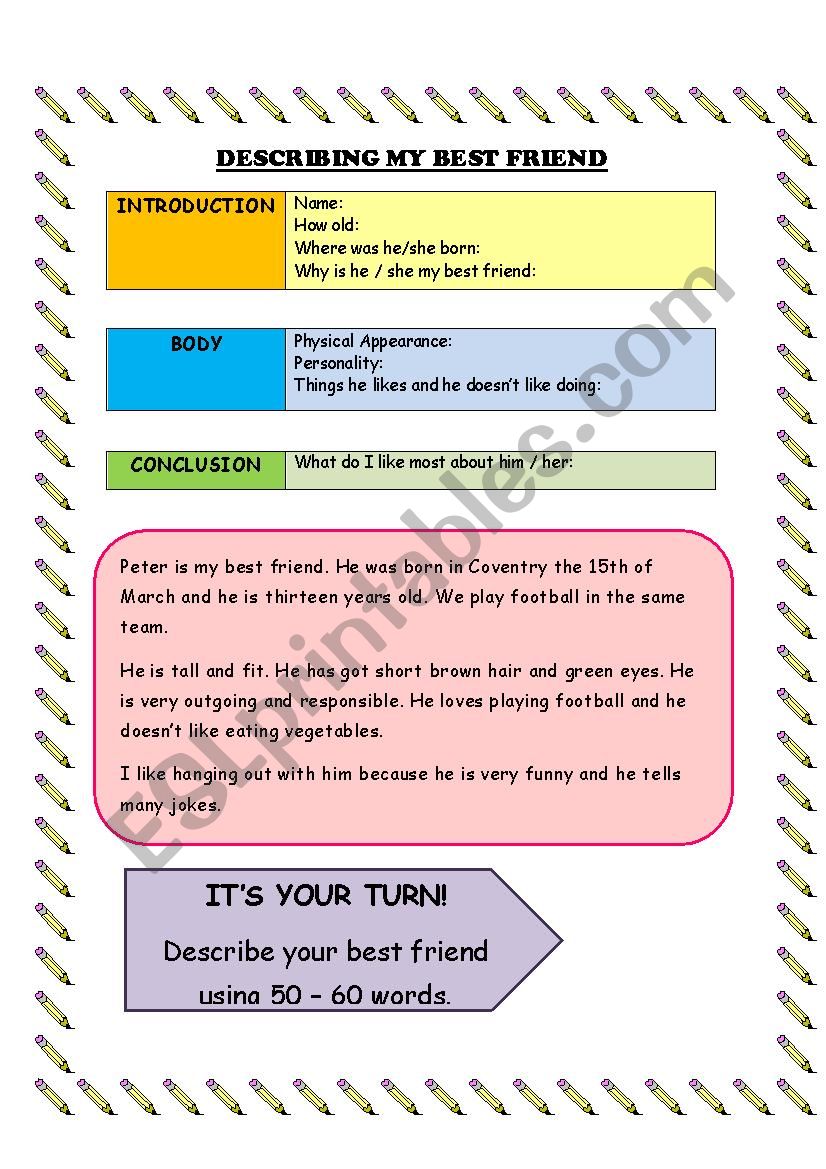 Describing My Best Friend ESL Worksheet By Cristina84