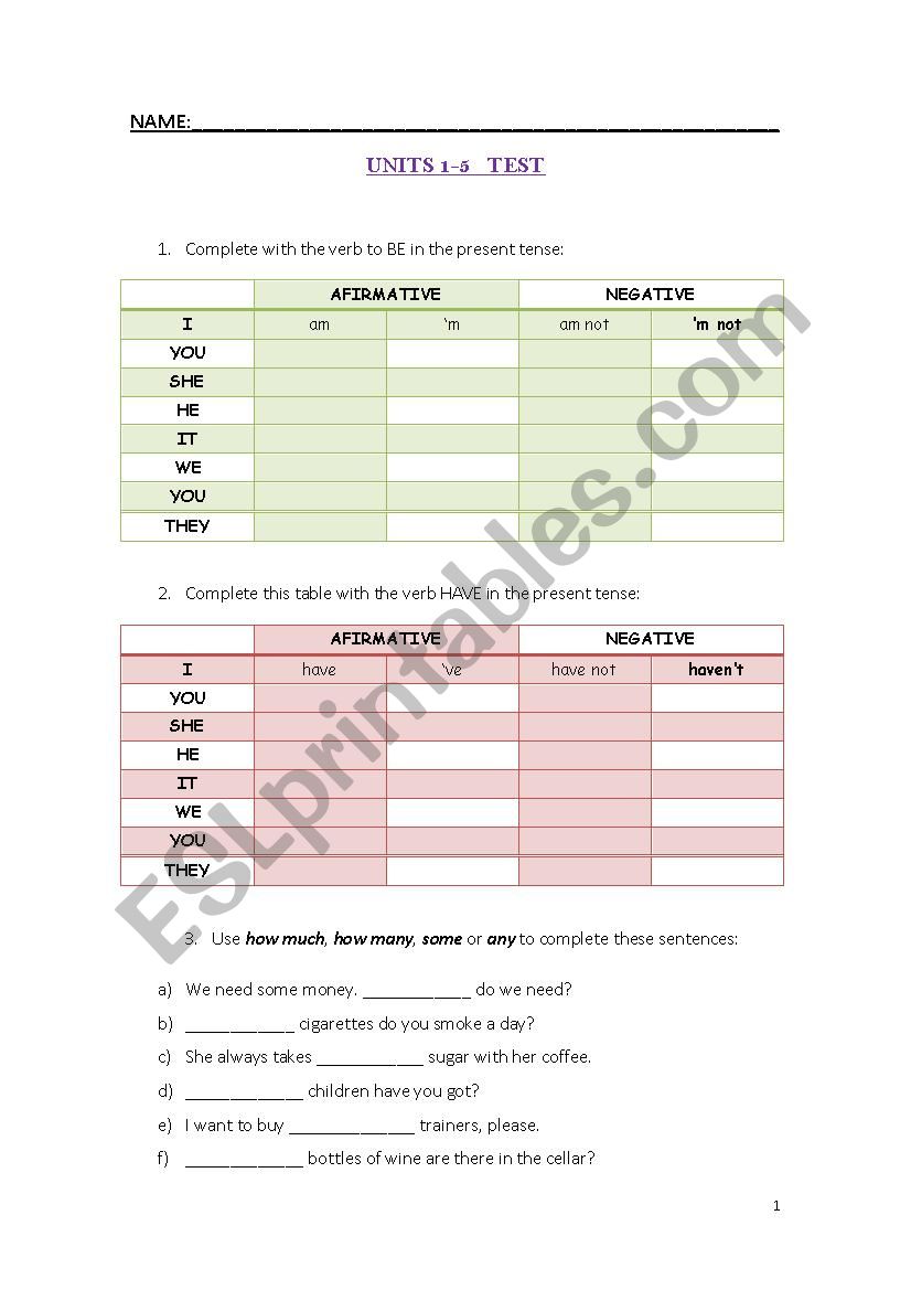 review test elementary  worksheet