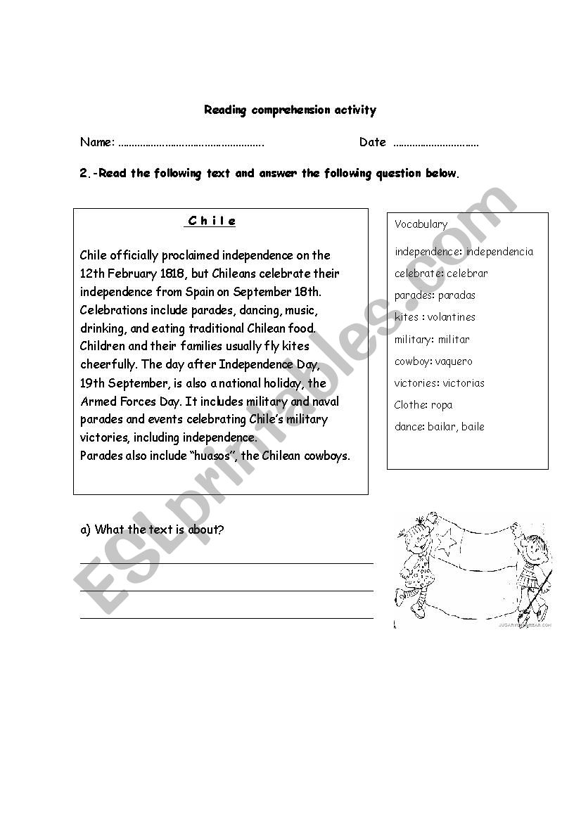 Chilen independence day worksheet