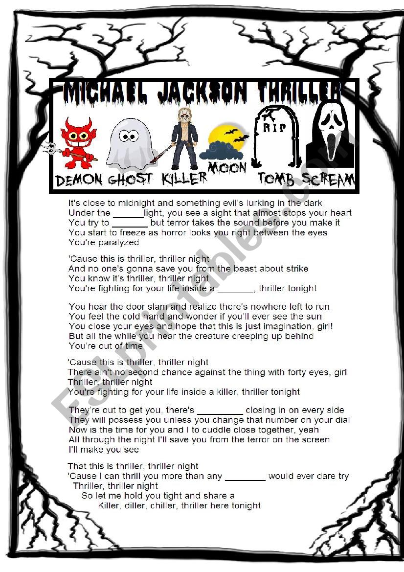 HALLOWEEN! THRILLER LISTENING ACTIVITY (Michael Jackson)